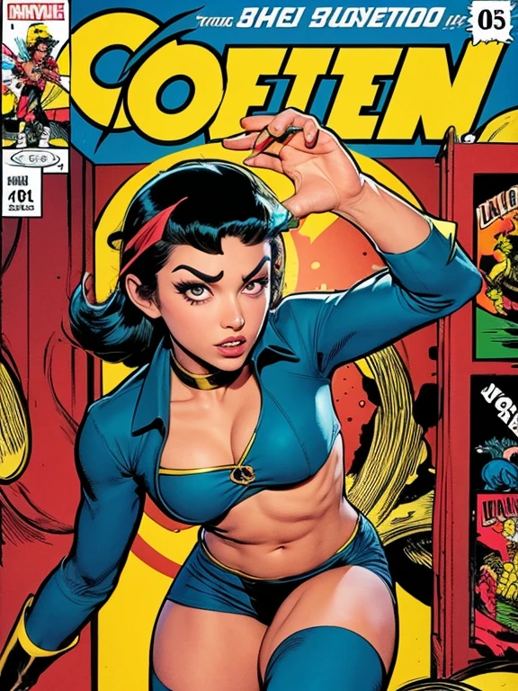 (((highest quality))),masterpiece,absolutely one woman,((perfect super beauty)),detailed perfect face,retro,vintage,classic,the 60's,1970s,(old movie posters),(futuristic),Advertisement,cyber punk,American Comics,perfect fingers,perfect physical beauty,perfect body,anime,Mechanical,mechanic,cleavage,