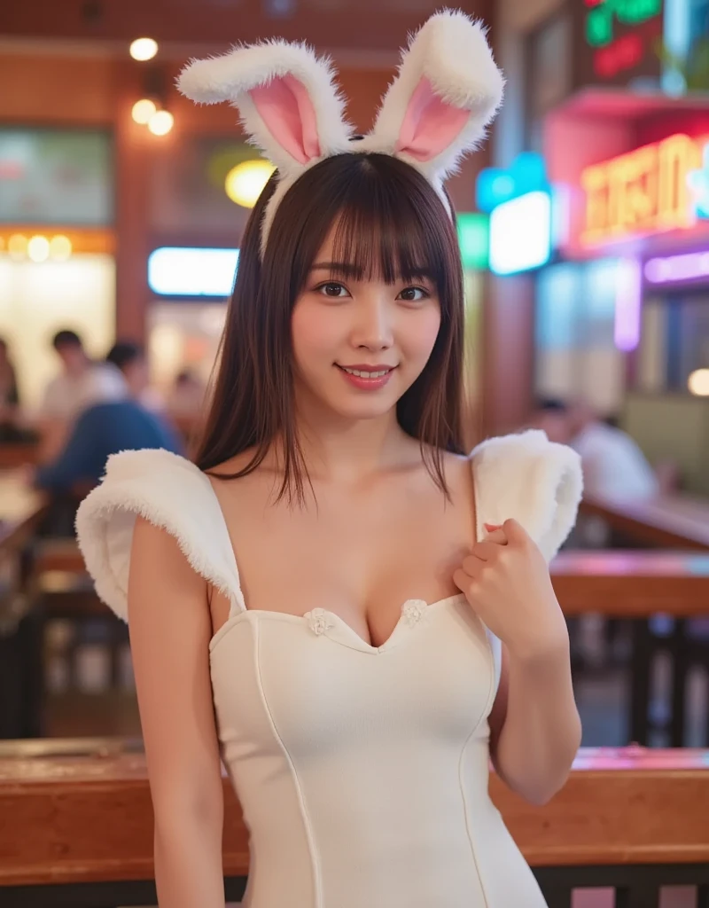 Very large O cup breasts、Shapely breasts 、 Show off your breasts、Silky shiny skin、sexly, Very beautiful lovely face、Cute face、 Gorgeous Silky Black Hair、Round eyes、 Bangs swaying in front of the face、A beautiful and cute 20-year-old woman、 Big and ample breasts、 she spreads her legs wide and flaunts、Showing very large breasts、 Plump、Super glamorous、Are fat、Bigfoot、Big body、 Chubby、Beautiful thighs、Low - Angle、Scene looking up from below、 Chubby weighs 80kg、cute、smile、Very glamorous、Japanese women、Clear white skin、casino、Wearing a bunny girl costume、ponytail