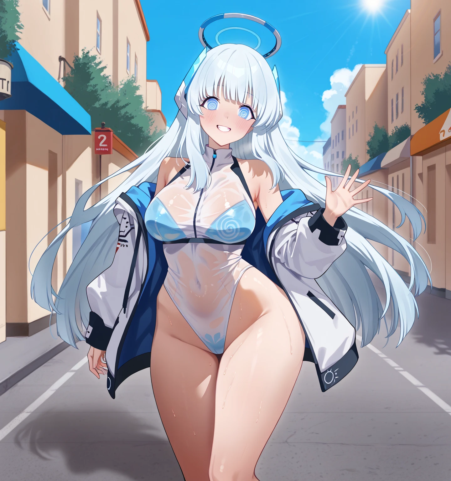 Giantess becomes super-giant、naked、Giant woman、Giant Woman、Laughing woman、Low - Angle、Person looking up at the sky from the ground々、Destroyed City、Fleeing crowd、Disaster、Nipple details、Chest details、Female organ、Masturbation、masturbation behavior、Breast milk spurting out、Ahegao、Ecstasy face、Breast milk spurting out、Squirting