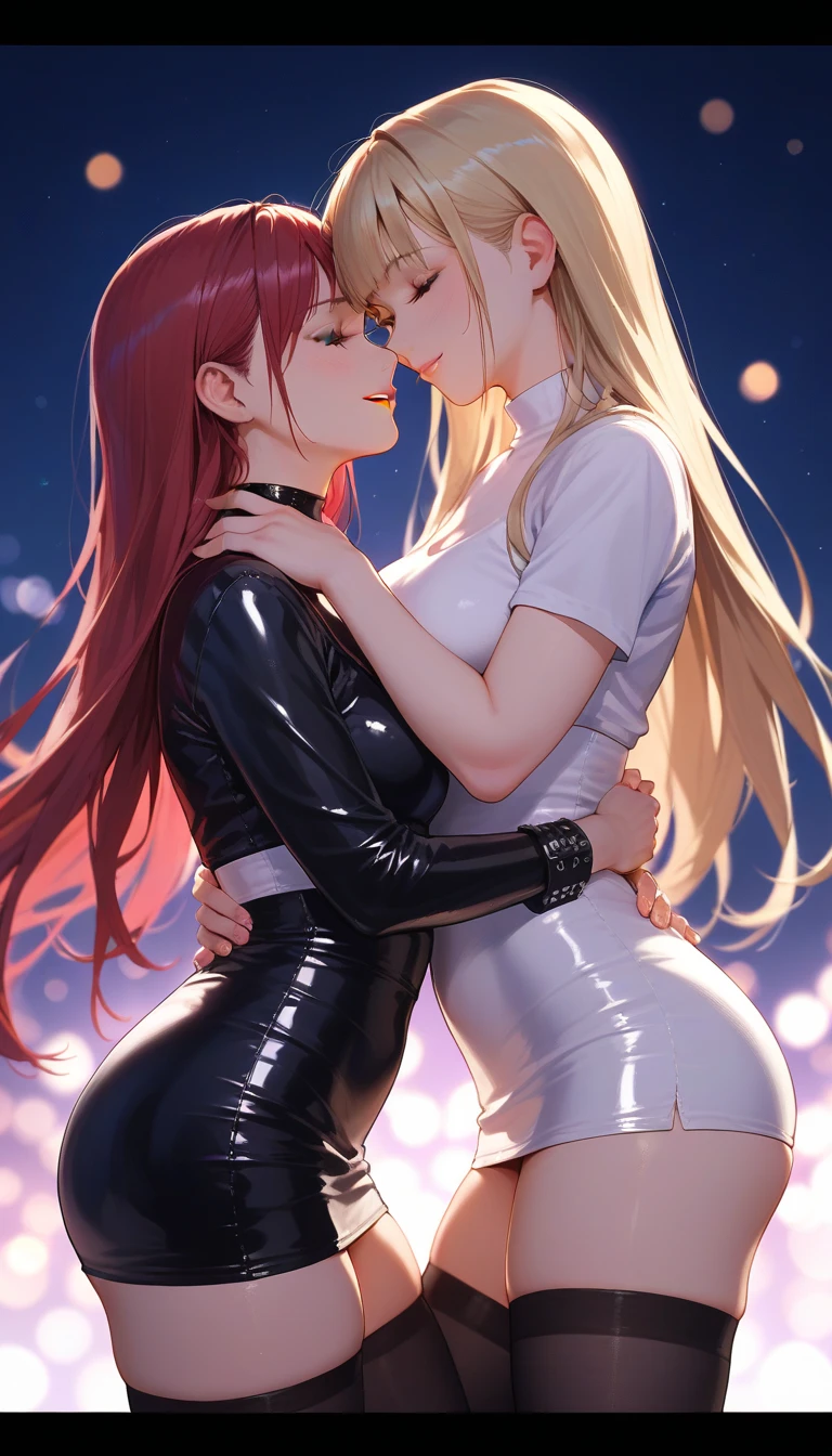rias and mercy kissing then fuse together