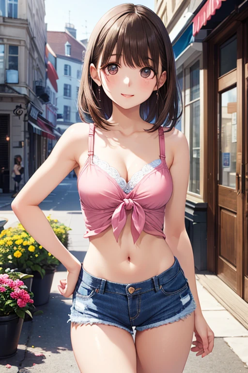 highest quality、High resolution、High resolution、8K、(Disneyland)、amusement park、outdoor、A beautiful teenage girl with、(three women),perfect skin,(huge breasts:1.2)、sexual expression、dancing、emphasize the chest、Flashy underwear、Fancy hairstyle、派手な髪color、smile、sexual expression、emphasize cleavage、color々Facial Patterns、color々hairstyle pattern、Underwear for everyone