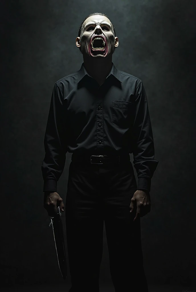 killer with creepy mask and black backround