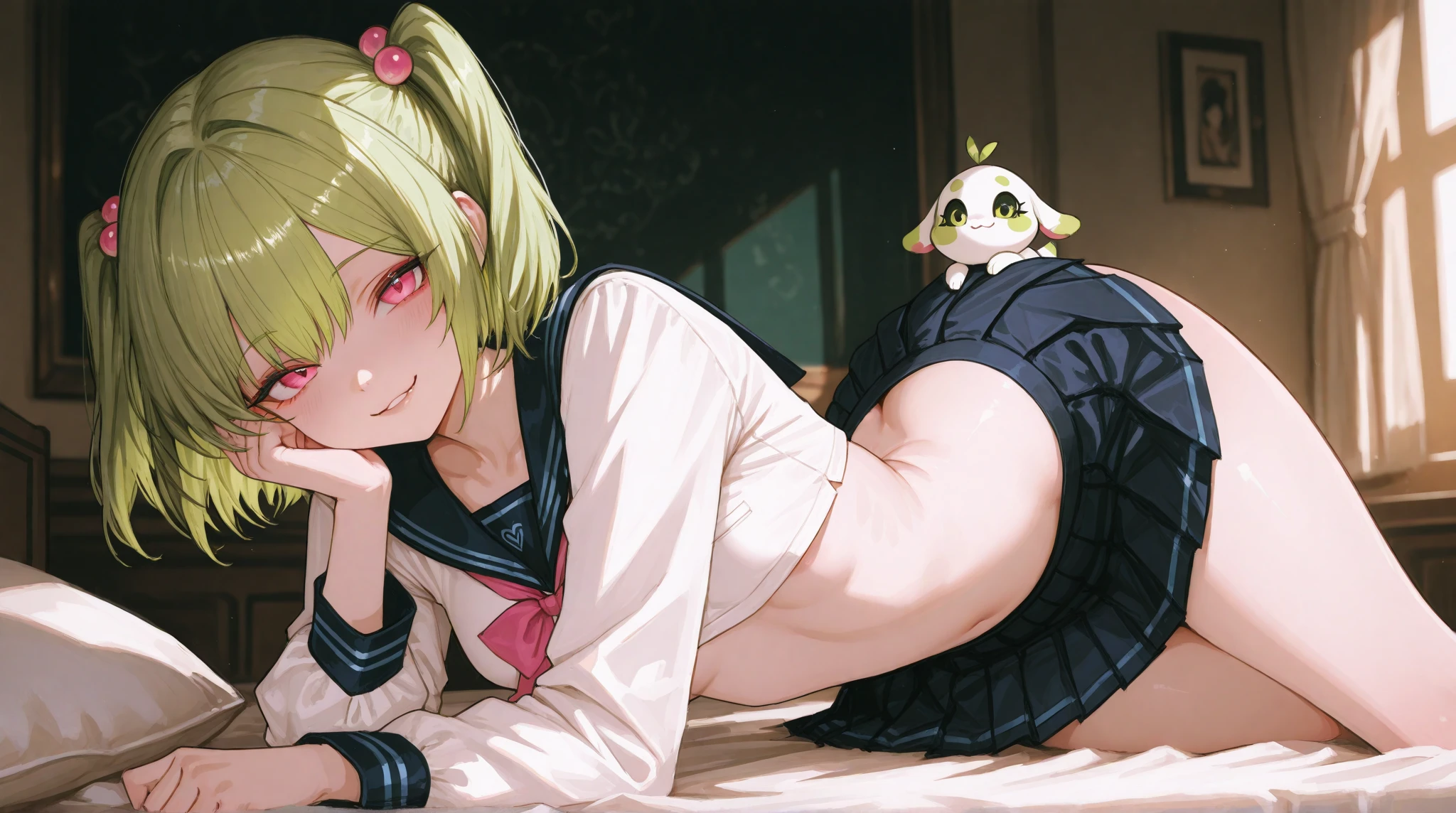 Bottomless, loli, young, small breasts, somersault, hood, curled up into a ball, rolling