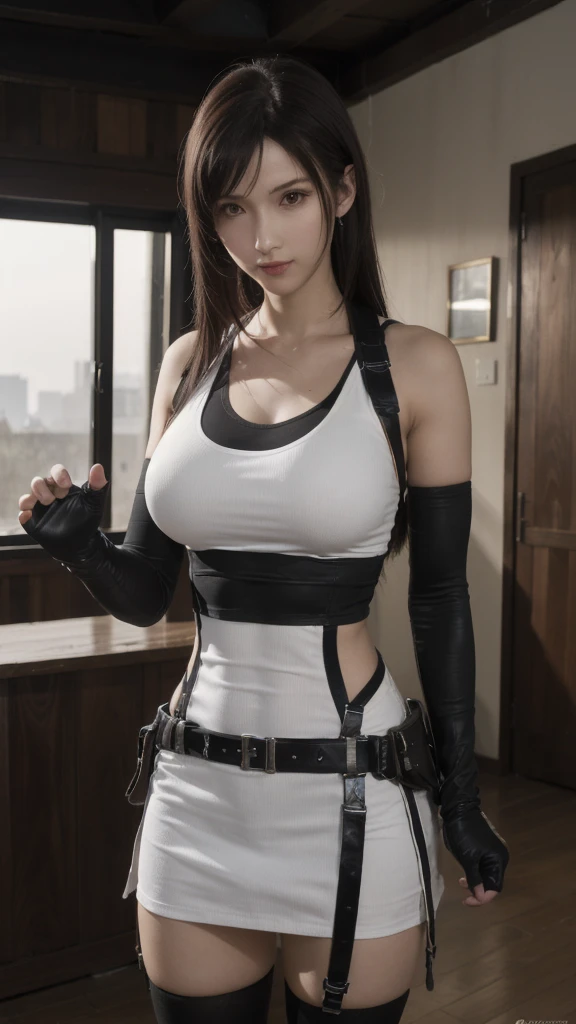 ((best quality)), photorealistic, photorealism, Photorealistic, high resolution, Beautiful, Baby Face, 20 Years Old, White Skin, pale skin, Large Breasts, huge breast, Combat pose, looking at the camera, (Detailed face), short hair, sexy body, (wearing latex rubber suit, tactical vests, military harness, black gloves, high-tech headset), cloths color based on black dark blue), revealed thigh, Gun, Fingers are occluded, concrete murall wall background,