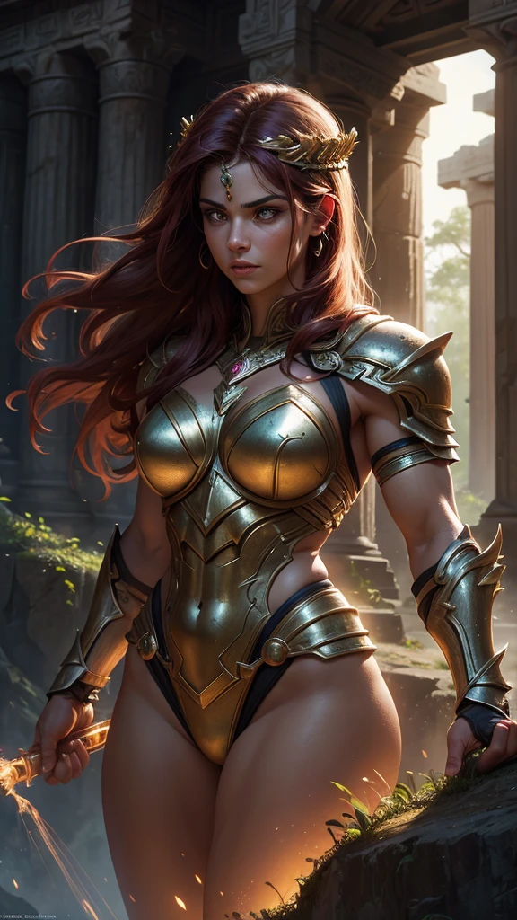 ((Jennifer Garner as Electra)), Red hair, cameltoe, camel toe, masuter piece, best qualtiy, ((realisitic)), ((1 person)), 8K picture quality, extremely delicate and beautiful, magnifica, Official art with attention to detail, Ridiculous, unbelievable Ridiculous, huge filesize, ultra-detailliert, ighly detailed, (Pretty Woman), (Detailed and muscular woman),, ((Perfect female figure)), Slim waist, Cover your chest with your hands, (tattoos all over body)), With a powerful presence, Her body decorated with a unique blend of abstract and realistic designs, Digital Art, Altgerm, hyperdetails, Top Fade, Cowboy Shot, Dark Fantasy,(best quality,4k,8k,highres,masterpiece:1.2),ultra-detailed,(realistic,photorealistic,photo-realistic:1.37),armor-clad muscular girl,shiny metallic armor,golden emblems and intricate engravings,strong defined muscles,glistening sweat on her forehead,equipped with a majestic sword and a shield,standing on a rocky battlefield,overlooking a vast kingdom in ruins,menacing storm clouds in the sky,dramatic lighting casting deep shadows and highlighting her fierce expression,vibrant and bold color palette,subtle touch of magical glow emanating from her armor, illustrates a sense of power and strength,combined with a hint of vulnerability in her eyes,ready to defend and restore peace to the shattered kingdom, muscular:1.9