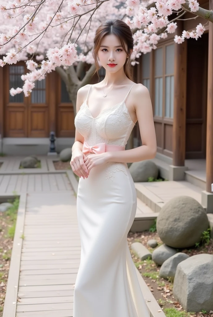 {{{masterpiece}, }}, {Highly detailed CG Unity 8k wallpaper}, wonderful, finely, alone, {{Floating Hair}, }, {{cherry blossoms}, }, Outdoor, null, {{Wind}, }, Detailed Background, finelyて美しい目, See-through:Evening Dresses:0.3, Cleavage, Bright Eyes, {{whole body}, }, Dynamic pose, Dynamic Angle, Cleavage, Looking at the audience, Quality clothing, Cinema Lighting, close, Highest quality