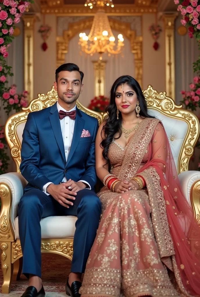 bride and groom sitting on a couch with flower garlands around them, lovely couple, wedding photo, photo taken with nikon d750, photo taken with nikon d 7 5 0, * colour splash *, wedding photography, bride and groom, candid photography, couple, happy couple, exclusive, thought provoking, candid picture, well edited, wedding, profile picture