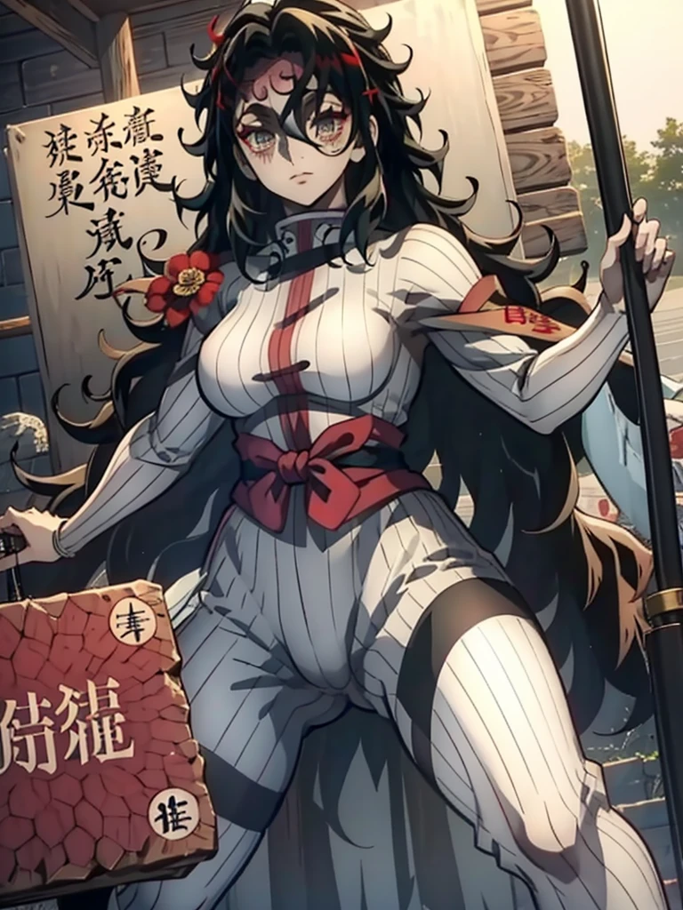 (Highest quality),(masterpiece), 8k,Very detailed, Detailed light, Best Shadow,Detailed reflective eyes, Beautiful Eyes, Very detailedな顔,Shiny Hair,sexy,Big Breasts,Charm,One person,Gloss,nezuko,Demon slayer,kimono,Black Hair,Wisteria flower,Fantasy,Charm, Blushing,Expressionless,tearsを流す,tears,looking at the camera,front,Bamboo,口元にBamboo,