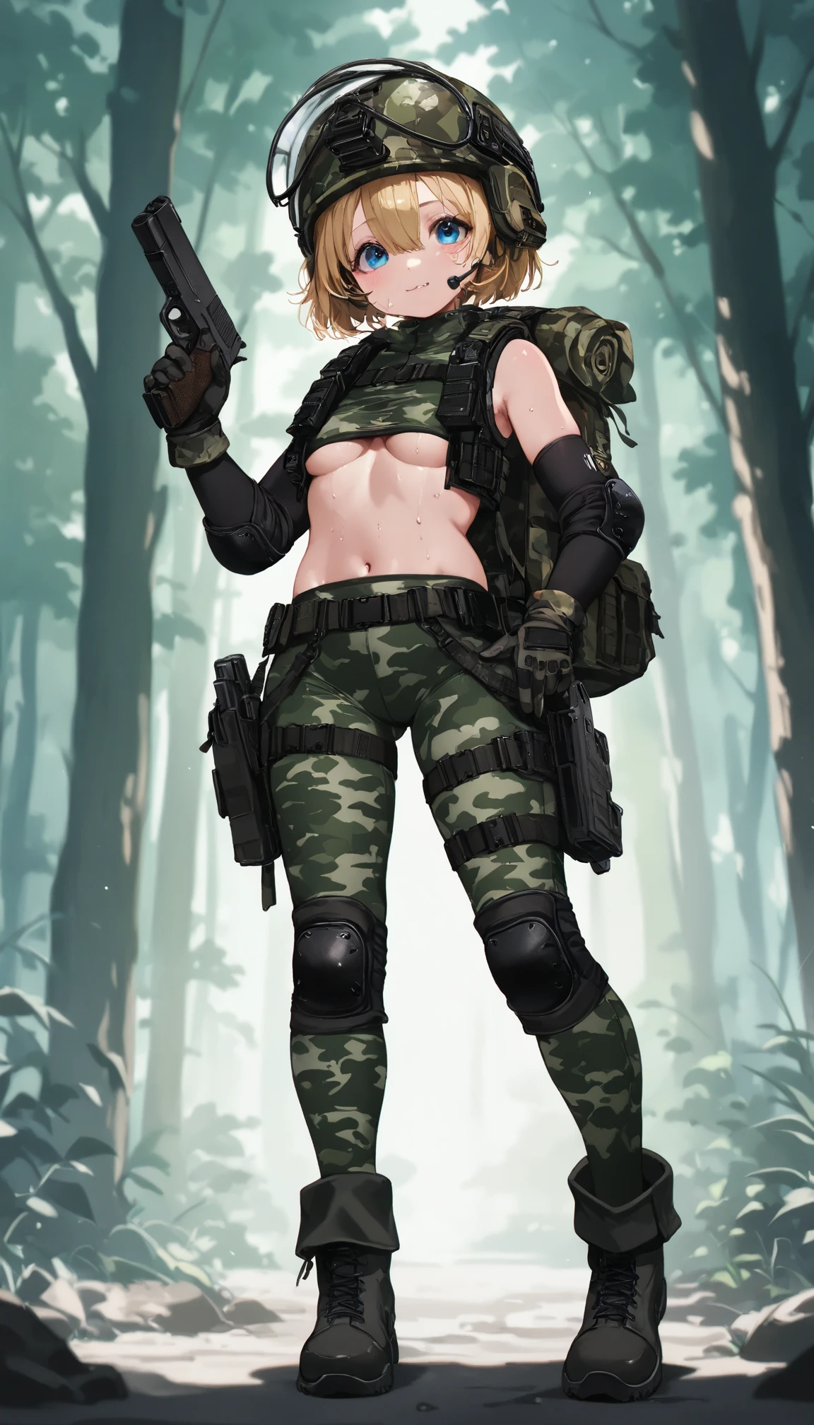 ((((Masterpiece)))), High quality, Very_High_Resolution, Large_filesize, Full color, Steampunk featuring a futuristic planet,, In a remote forest, A bustling alien market, and off-road bikes. The protagonist is a stunning upper body girl 1 person with short blonde hair Bob silver smile, Mechanized weapons. , nakeness, Naked, and riding dirt bikes. Beauty,