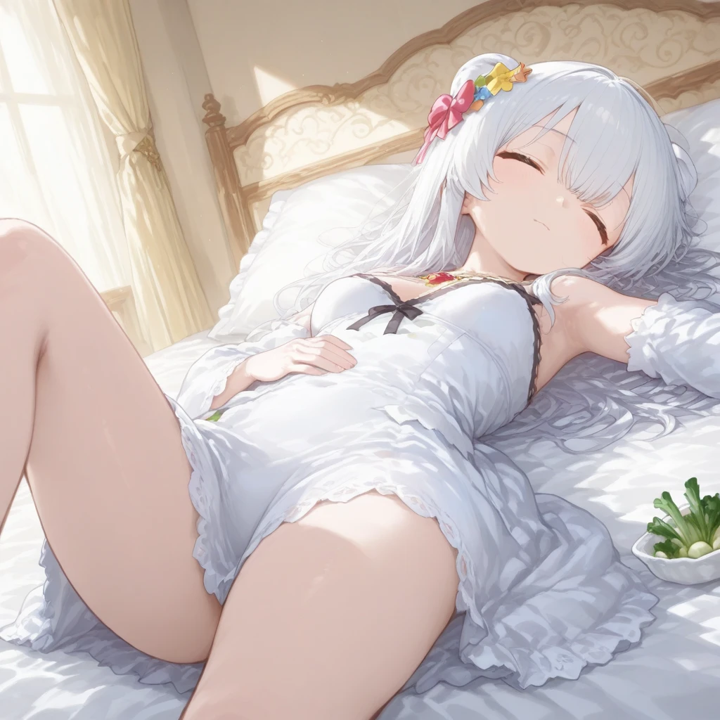 ((masterpiece、Best Quality)), sankta. louis:1.3 (azur lane), hight resolution, Best Quality, illustratio, Cinematic Light, Super Detail, 详细的脸, (Quality with attention to detail, Super Detail, masterpiece, (详细的脸), a room, hairaccessories, nipple rings, a necklace, Portrait painting, Supreme Detail, radiant eyes, (Luxury Hotel Okura:1.2, 6years old,A smile:1.1, (cute little:1.5),Brown-skinned:1.5,Silver hair:1.1,window, At night sky, Back lighting, Lumiere, (highly contrast)、(Lying on your back in bed)、((flat chest:1.5))、(Ultimate Small breasts:1.5)、Slender waist:1.5、Beautiful thighs:1.5、side poneyTail、((odious body:1.5))、Maximum breast exposure:1.5, fullllbody:1.4,(Nipple stand:1.4),((Tsurupeta :1.5)),(huge areola:1.3),,((Estrus girl:1.5)),Nasty temptation:1.5,,Whole human body:1.3、small mouth:1.2,No Underwear:1.5, ((Open her legs wide to show her female genitalia:1.5)), ((Female genitals open so that the inside of the vagina can be seen:1.5)), (The vaginal opening is visible:1.5), (wide-open legs:1.5),Wet,(A lot of love juice overflowing from the female genitals:1.5),(raise leg), ((show off her female genitals:1.5)), (spreading legs), (Open legs), ((pregnancy:1.4)), ((The vagina is open and the cervix is visible:1.5))
