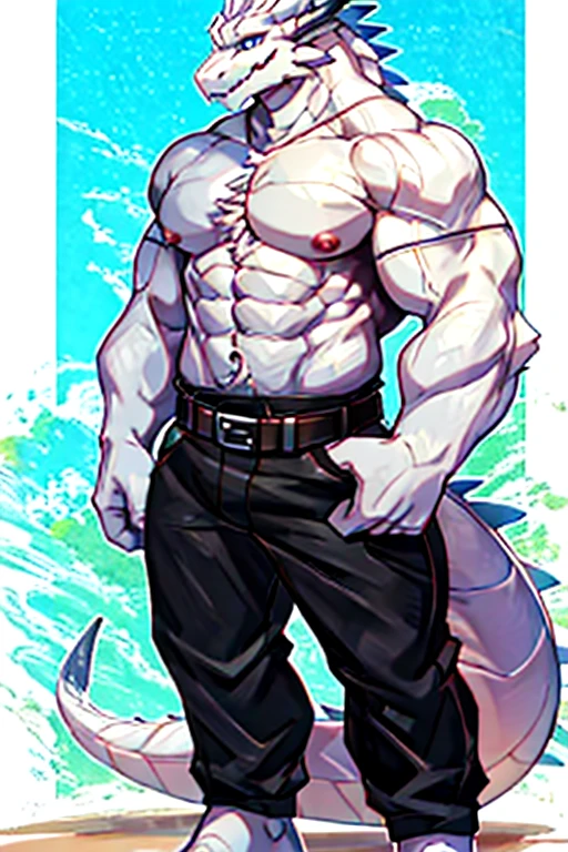 Very strong muscles,Strong arm muscles,beefy pectorals,Angular abs,The leg muscles are very strong and very stout,The muscles are well defined,Protruding male parts,The legs are full of strength