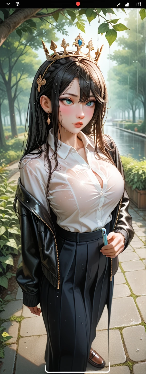 girl, long hair, Asian, light eyes, transparent shirt, breasts showing, no nipple, ultra-detailed --auto