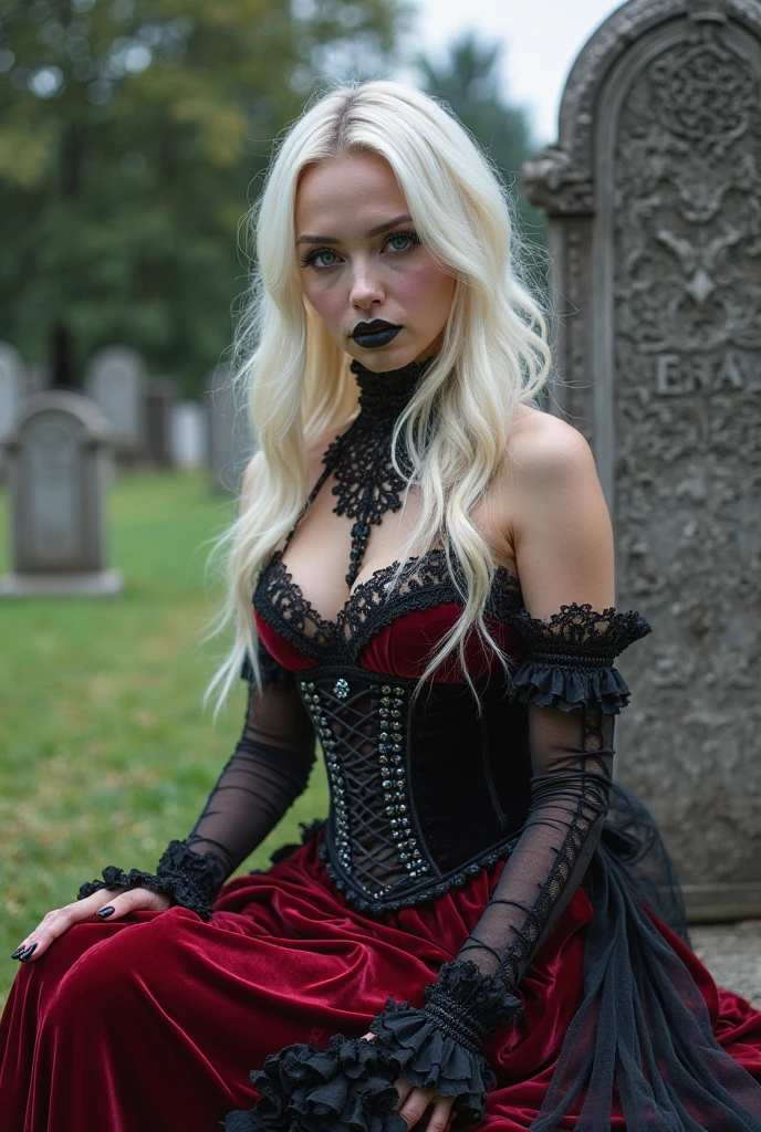 (Halloween theme:1.3), (fantasy:1.3), (vampire queen:1.3), (silver long hair:1.3), (red eyes:1.3), (vampire fangs:1.3), (extremely pretty and beautiful vampire queen:1.3), BREAK, Beautiful illustration, top-quality, (cute Russian vampire queen:1.3, Caucasian:1.3), having vampire features, (vampire queen:1.5), BREAK, (red eyes:1.5, pale skin:1.1), (beautiful, 20 years old:1.5), slim, slender, (very small breasts), (clean face:1.3), (vampire fangs:1.3), (ash hair:1.3), (white hair:1.3), (silver hair:1.3), BREAK, (fusion of red medieval cape dress and black elegant full lacy gothic dress), (latex corset), (black latex stockings), (knee-high-over-boots, pin-hells), (insanely detailed clothes), (halloween costume), BREAK, ((arms down:1.5)), blue eyess, lovely thighs, (jack o'lantern:1.3), (looking straight at the viewer), (view viewer:1.3), (full body:1.3), top angle, simple black background, (((dark background:1.5))), (halloween:1.5), (halloween background:1.5), (low-key lighting, (moody ambiance):1.2, dark shadows, subtle highlights, mysterious aura),