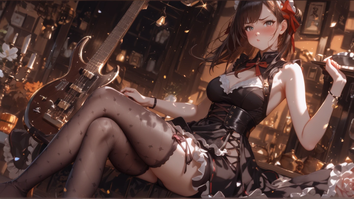 1female,15yo,Slim,熟妇,medium cleavage breasts Thin waist,slenderlegs,Pornographic exposure, 独奏,kotegawa yui, black hair, long hair, long bangs, brown eyes, large breasts star pupils,(wearing: weddind dress, corset, garter belt, stocking, high heels), looking at viewer,(Background with:ln the forest,the rainforest,in summer,,Sweat profusely,drenched all over the body,seen from the front, hair straight, mostly cloudy sky,(((tmasterpiece),(Very detailed CG unity 8K wallpaper),best qualtiy,cinmatic lighting,detailed back ground,beatiful detailed eyes,Bright pupils,(Very fine and beautiful),(Beautiful and detailed eye description),ultra - detailed,tmasterpiece,)),facing at camera,(Full body photo),Show shoes,A high resolution,ultra - detailed),revealing breasts, Bulge,legs are open,Raised sexy,Flushed complexion,Open-mouthed,frontage,full body, wide shot