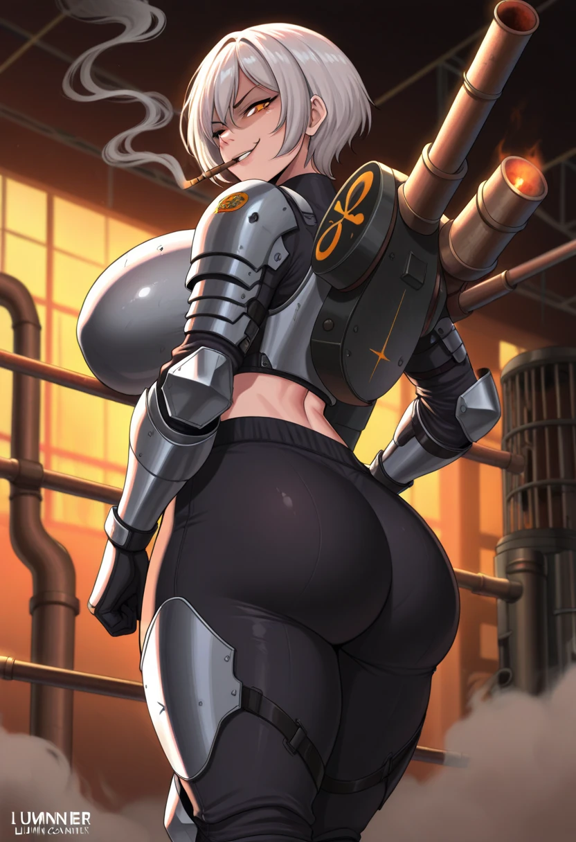 A robot, beautiful thighs, massive robotic thighs, thin waist, wide hips, on an alien planet, surrounded by alien flora, very big and strong,enormous legs, long legs, intimidating, high quality, (heavenly thighs),fart,((farting,onara)), embarrassed,farts,gassy,bloated,belly,butt,(sweaty),bending over,back view,