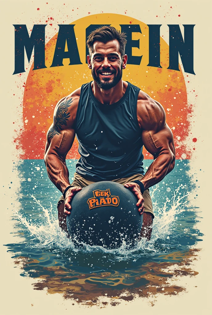 vintage gay poster with a man with man swimsuit