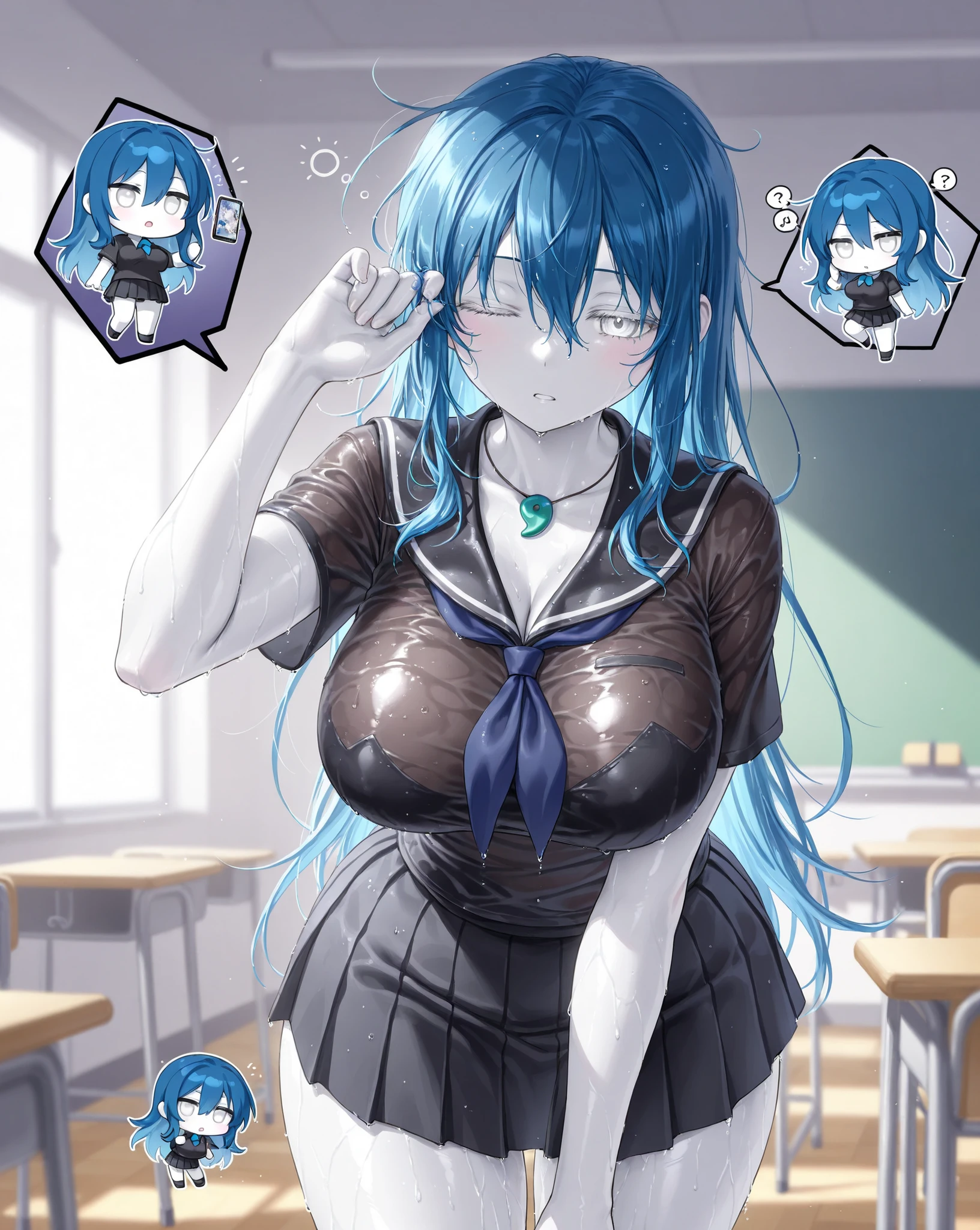 masterpiece, Highest quality, (anime screencap:1.3),(figure), cute,(Simple:1), (anime:1.2),solo, sharp, focus, One girl, Cleavage, View your viewers, Japan, Normal position, Open your mouth,Blue Hair ((Black mini skirt)),(Simple white t-shirt), Side Ponytail, Heart-shaped pupils,  transformation, (Semen Bukkake:1.3), (Spread your legs), Large Breasts, topless, No underwear,(Skirt Lift:1.3) ,Ticker, 