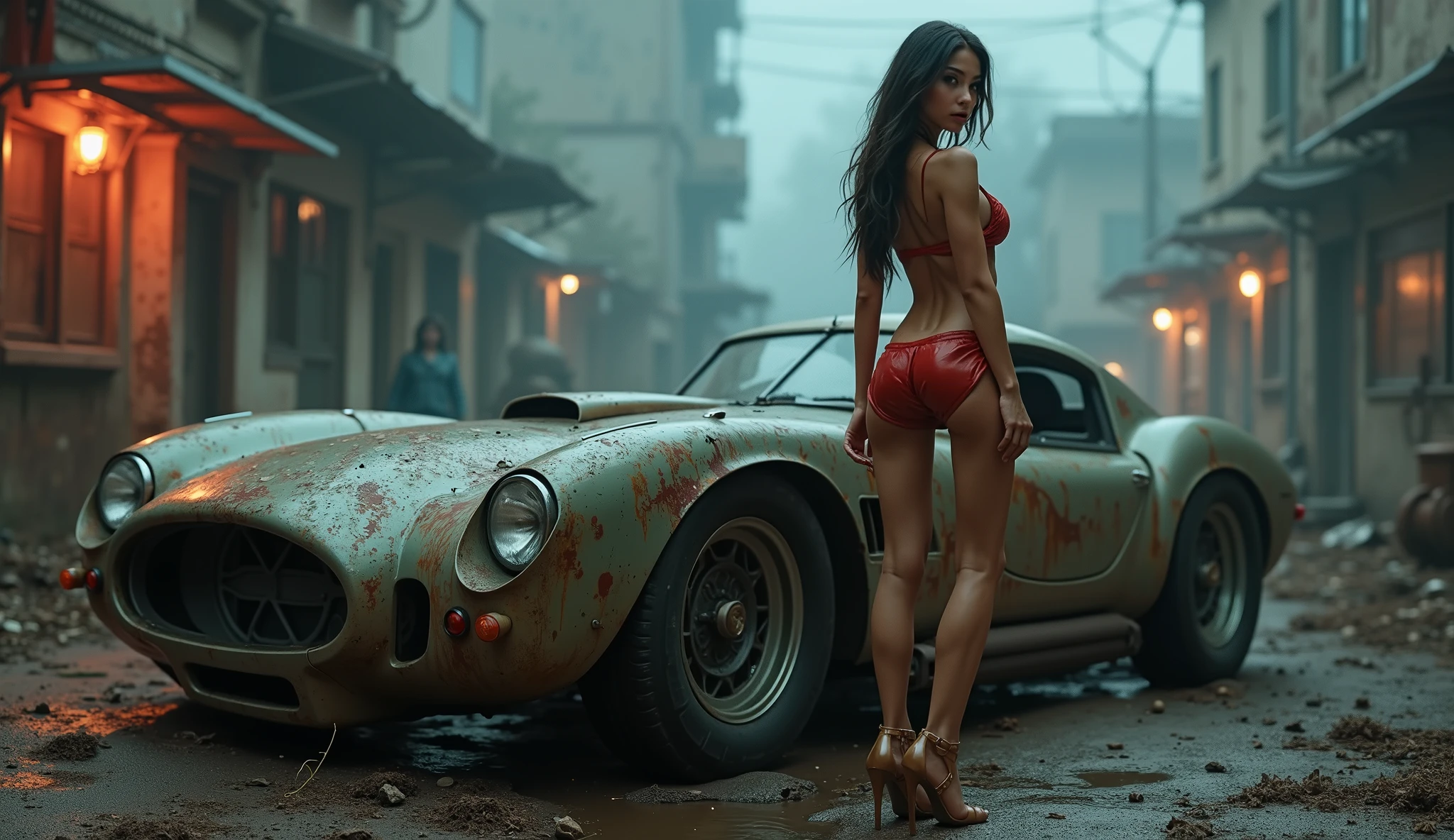 beautiful bare female feet crushing cars.


