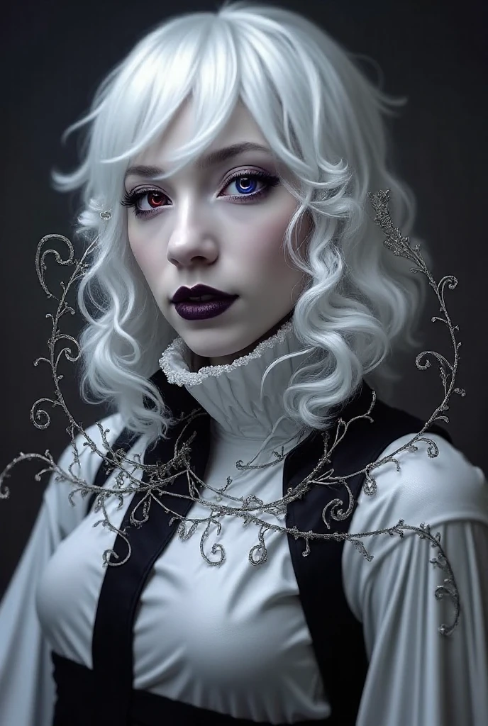 award winning RAW color photo of victorian era vampire (3nid_14:1)+ wearing black dress leather corset, dark foggy village, night ominous dark foreboding, mist, moonrays, vivid alluring eyes, pale skin, (black hair)+, shallow depth of field, high contrast, backlighting, bloom, chromatic aberration, smooth, sharp focus, taken on a mirrorless camera