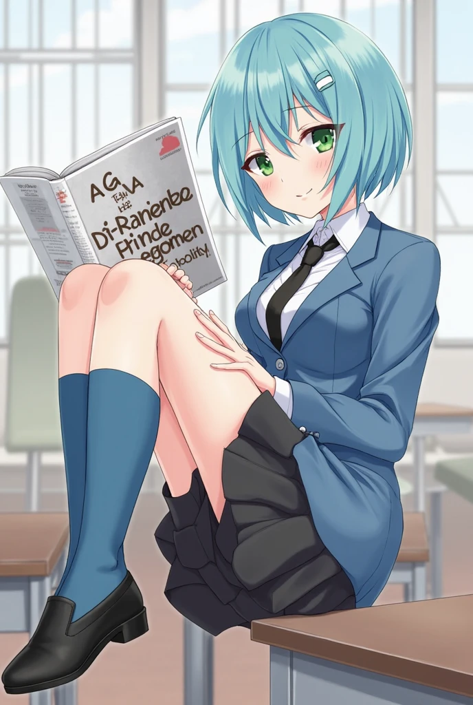 Cute naughty mage girl, Pastel colors hair, small breasts, Thighs, lime green hair, (naked:1.2), high ponytail, medium hair, standard height, (disdain:1.3, jitome, simple dead eyes, droopy eyes, smirk, sleepy), at the adventurer's guild, A bulletin board with posted paper, nfsw, sweat, (cum in vaginal:1.3), vaginal sex