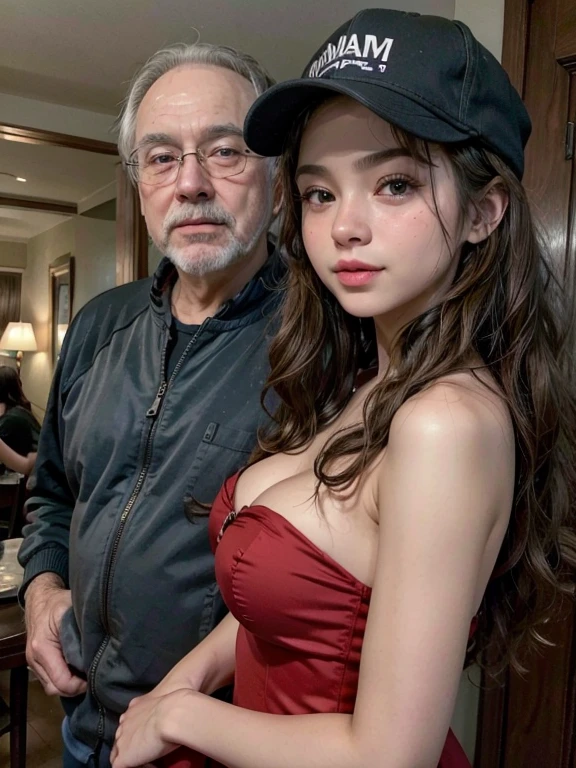Big breasted girl and her dad