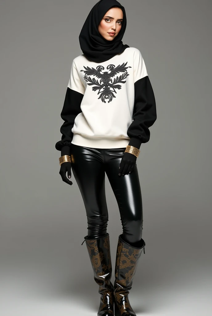 Fox mask Person wearing fox mask on face, woman, jet black, shorts, knee-high boots, poncho, Japanese style