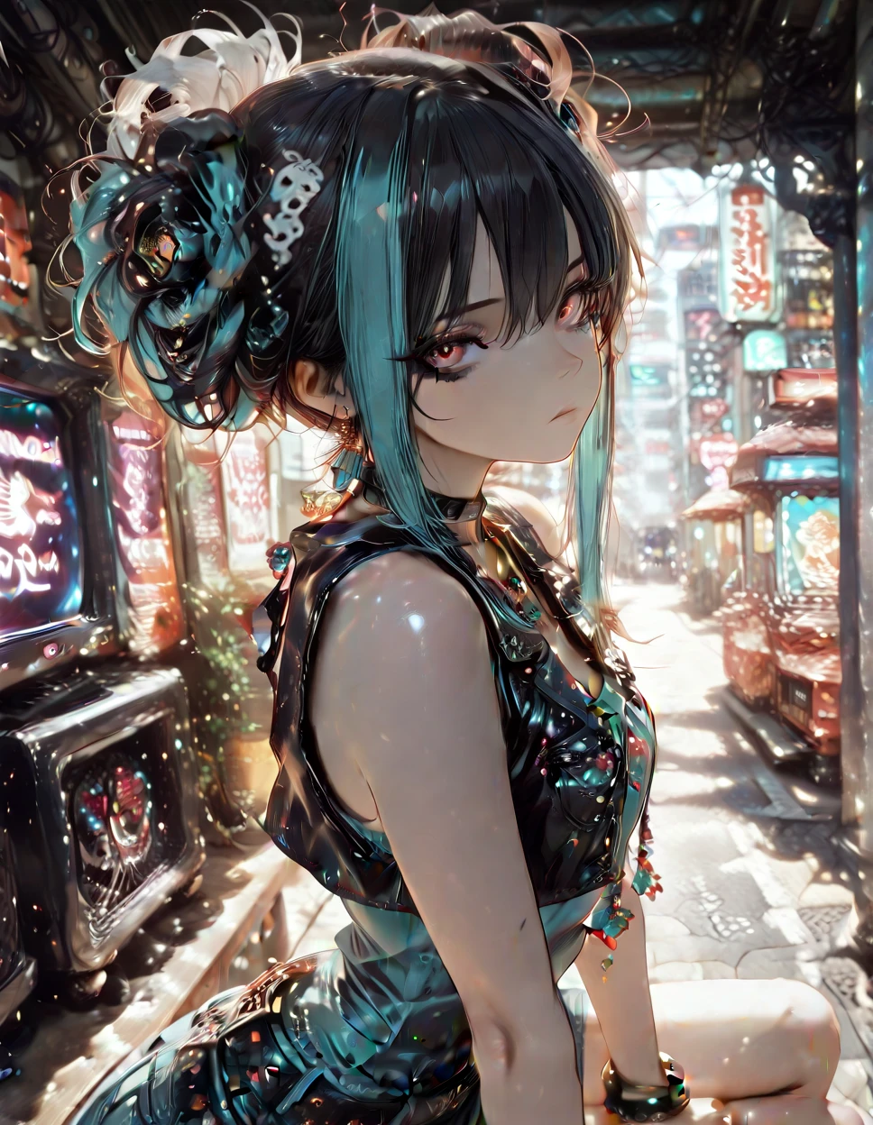 girl, standing, <lora:RainbowHairV1:1> long rainbow hair , <lora:bioluminescent_dress-1.0:0.8> bioluminescent dress
BREAK
girl, sitting, short hair, rainbow hair <lora:test003_2:0.4> <lora:gloweyes_v100:0.8> glowing eyes