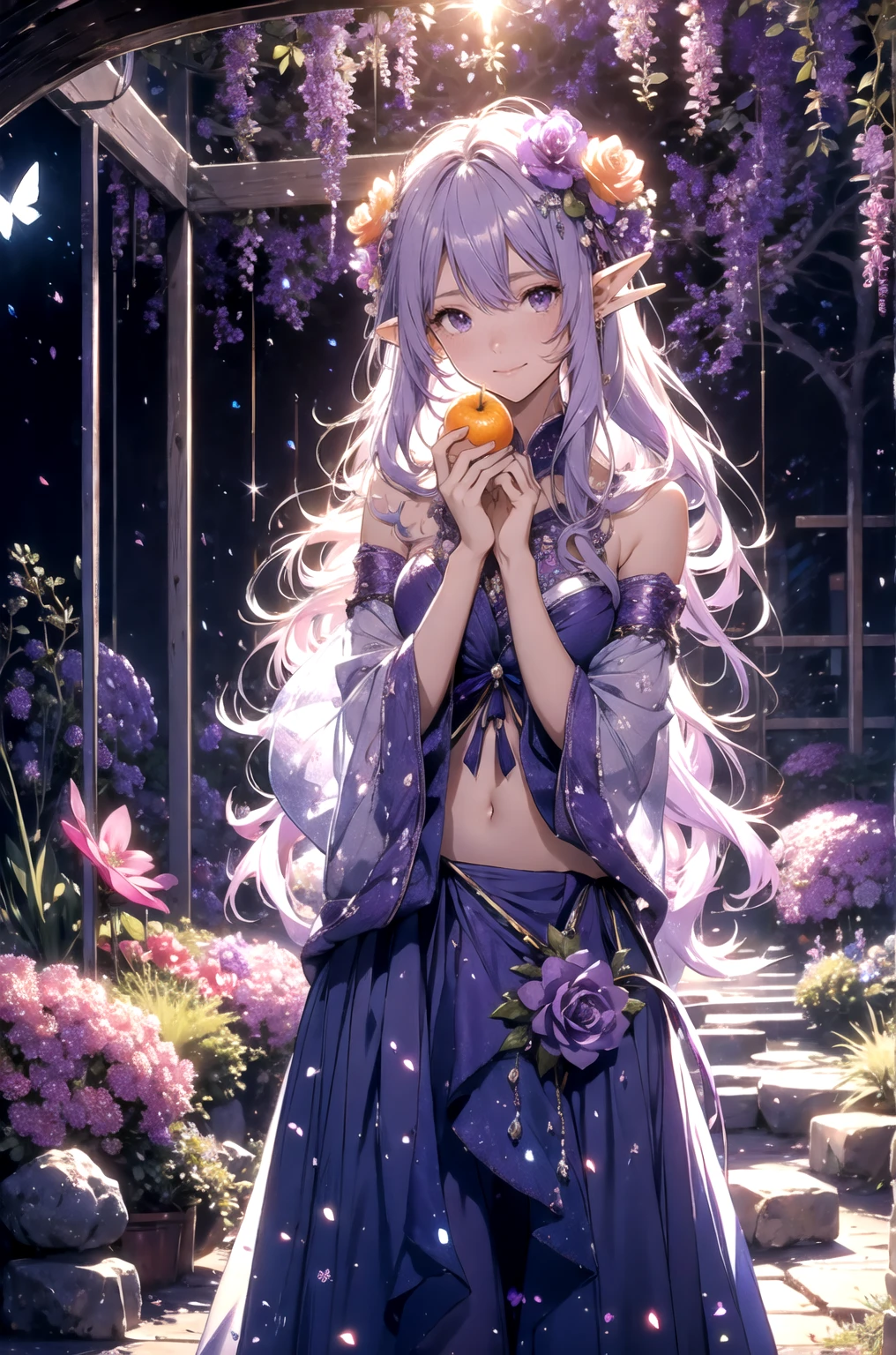fantasy,twilight forest,with plutinum vine,campanula,sweet perfume,