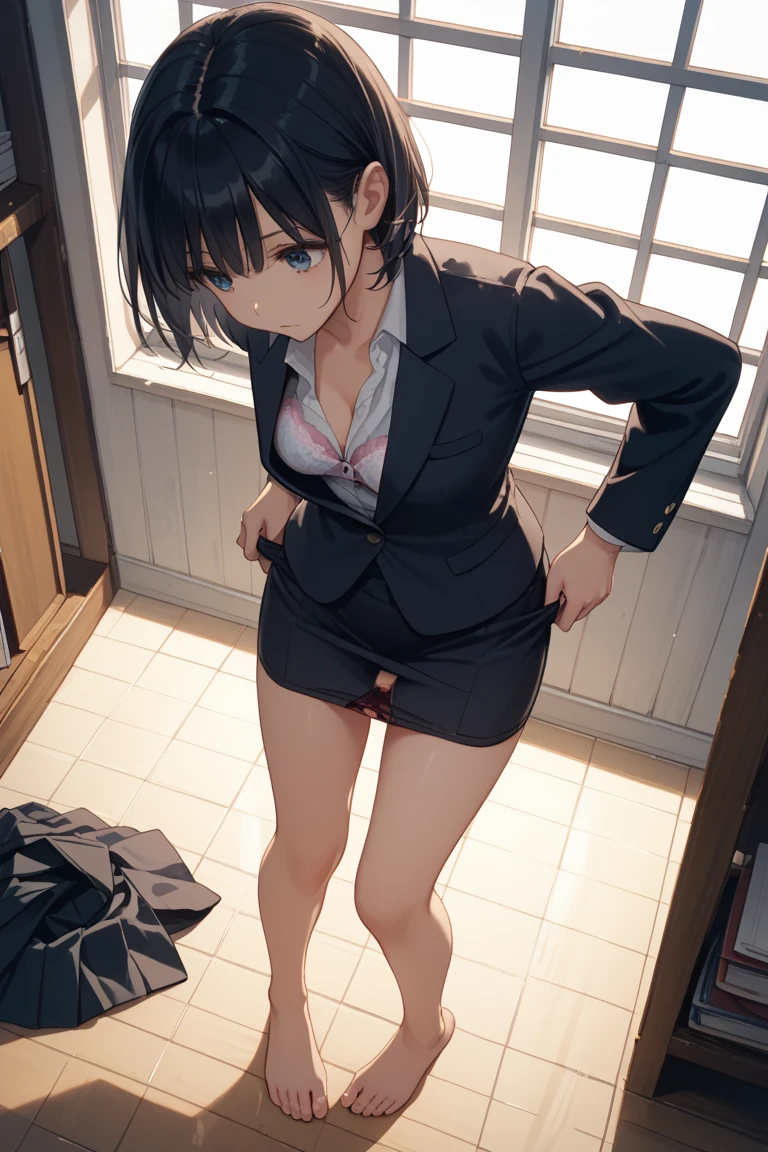 (1 person、alone), Beautiful woman, (High-definition and beautiful eyes)、(Anatomically perfect body), Slender、(High school girls、uniform), (Lying on the floor), (Bend your knees:1.3), (Look down:1.2), tears、(Very detailed panties:1.1), (Pussy juice:1.2), 18-year-old、(Highest quality)、Black Hair, (Half Up:1.1)、(8K, High resolution)、(shy:1.4)、medium breast, (vapor:1.1), (Embarrassing:1.4), Erect nipples、locker room