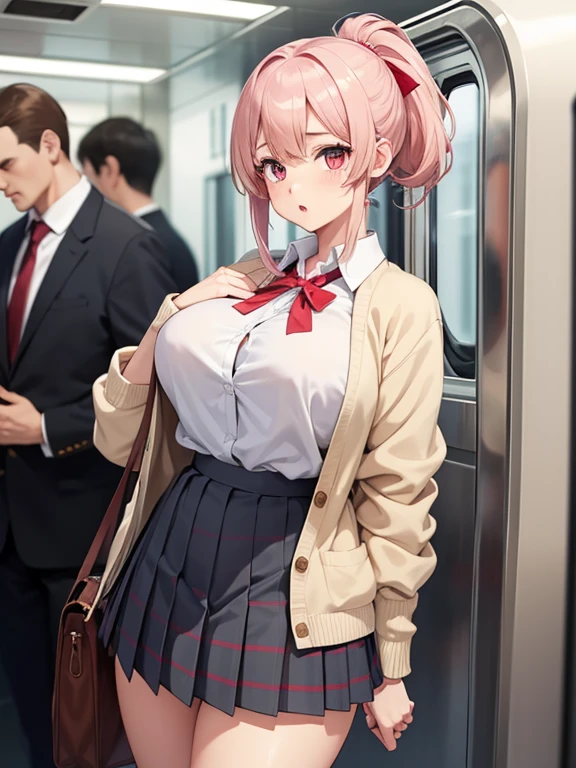 crowded train、One woman、nice woman、Large number of passengers、thick thighs、Best quality изображения、a high resolution、masterpiece、super high quality、pink good、pink panties、big ass、big breasts 、blushing、4K quality、Reached orgasm、wear black knee socks、hard breath、Straight from below、Straight from below、, 1 Girl, hand up, 1 person, {{{The man put his hands on the girl&#39;s crotch}}}, train interior, crowded, crying face、（Positive hint）
(1 girl)++, (masterpiece)+++, (Best quality)+++, (very cute kawaii)+++, I like to live!, anime color, , tears, (Couple)+++ , be molested ,feigned ignorance, wear a blazer and white shirt ,plaid skirt , (Pull up your shirt), misaligned bra ,arched back, crowded train,  (Many men stand behind the girl )++, dynamic pose, Dynamic hand movements, (chest grab)+++, man grabs girl&#39;s hand , (fry your hands), (floating hands), (grabbing from behind),