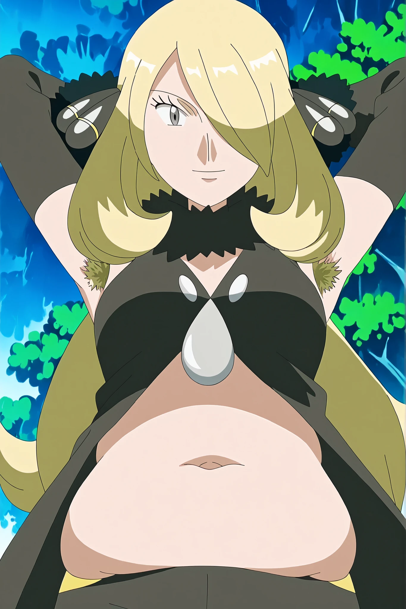 ghibli style, san \(mononoke hime\),
((masterpiece)), 1girl, blonde hair, breasts, forest, blue eyes, long hair, absolutely gigantic thick tits, thick thigh, thick ass, thin string bikini, solo, waist up, cleavage