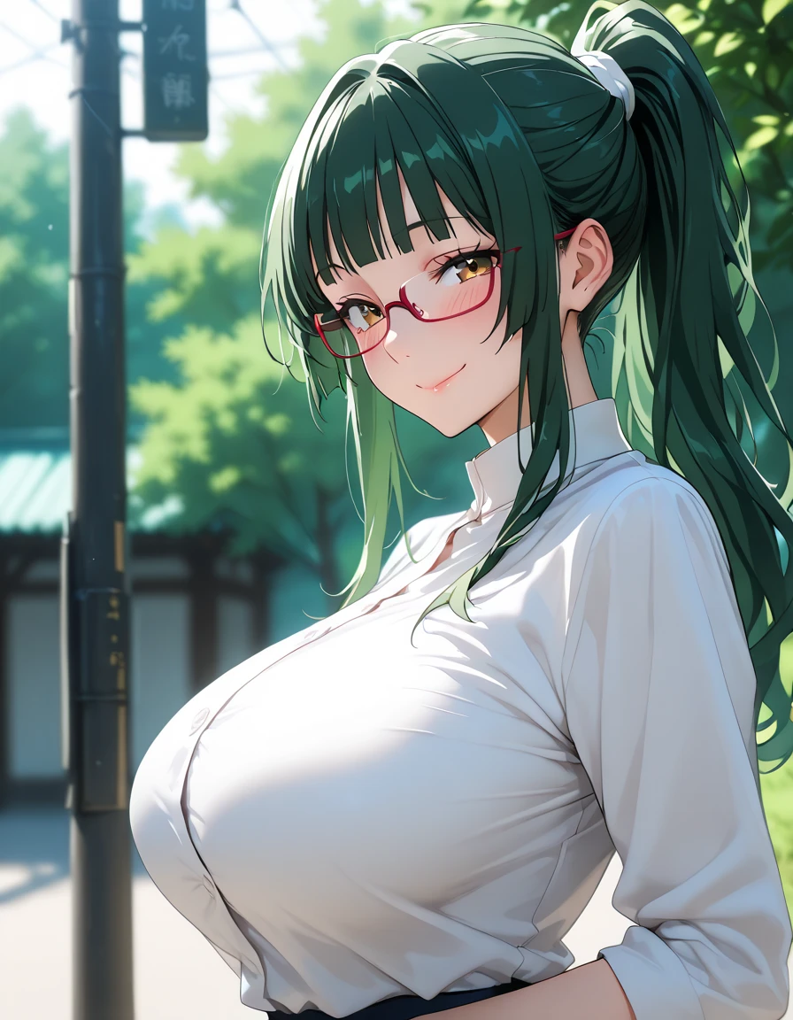 (8k, masterpiece, Best Quality, ultra-detailed, Professional lighting, beautiful detailed faces, bright colors) 2 beatiful chubby mature women, long green hair tied in a braid, happy smile, oppai, wearing glasses, wrapped in ribbon, whole body visible, outdoor near a lake, breats exposed