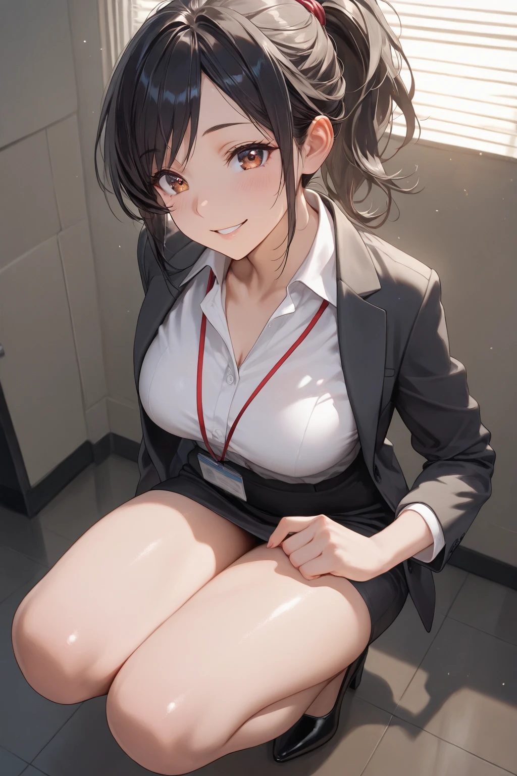 girl, Sweat, vapor, Medium chest, shy, fine hands, looking at the viewer, sexy look