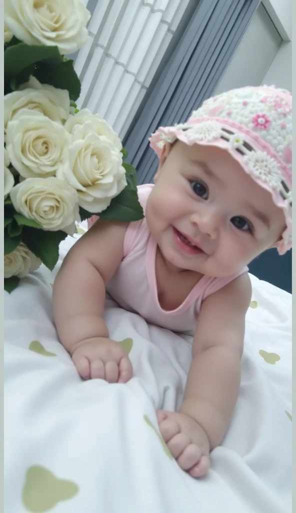 There is a baby who is sitting on a woman's lap, imagem de qualidade muito baixa, !! looking at the camera!!, Looking at camera!!!, Alanis Guillen, Posando!!, babies in her lap, muito bobo olhando, camera angle looking up at her, looking the camera, fotografia, fotografia de baixa qualidade, looks into the camera, Lorena Avarez