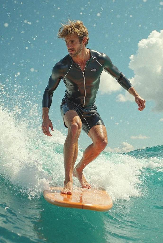 photo of two male modeling standing, wearing surfing boardshorts, rash guard, surfing booties, photo, studio shot ADDCOMM
a man facing forward ADDCOL
back of a man facing away