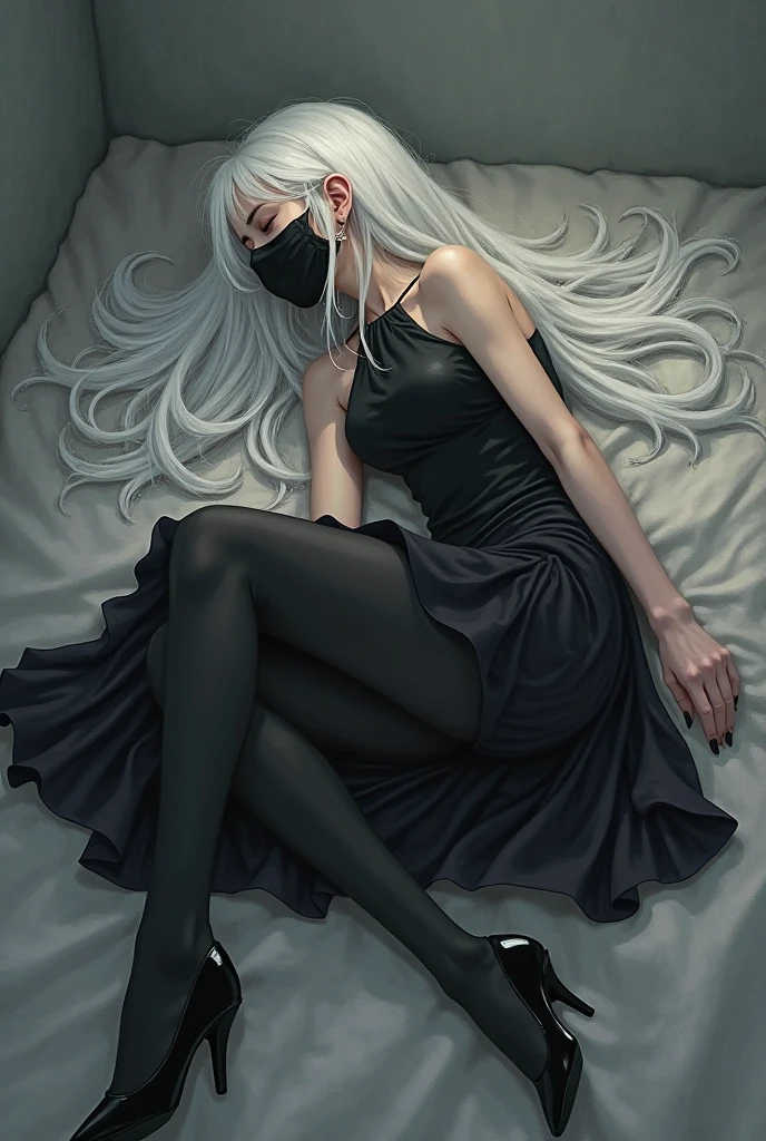 score_9, score_8_up., score_7_up, score_6_up, source_anime, absurdres,
indoors, overgrowned, bedroom, flowers, white flowers, vines, 1girl, wide shot, blindfold, small breasts, bandage arms, bandage legs, torn dress, sitting on bed, scars on face, scars on legs, volumetric lighting, dark, (realistic)