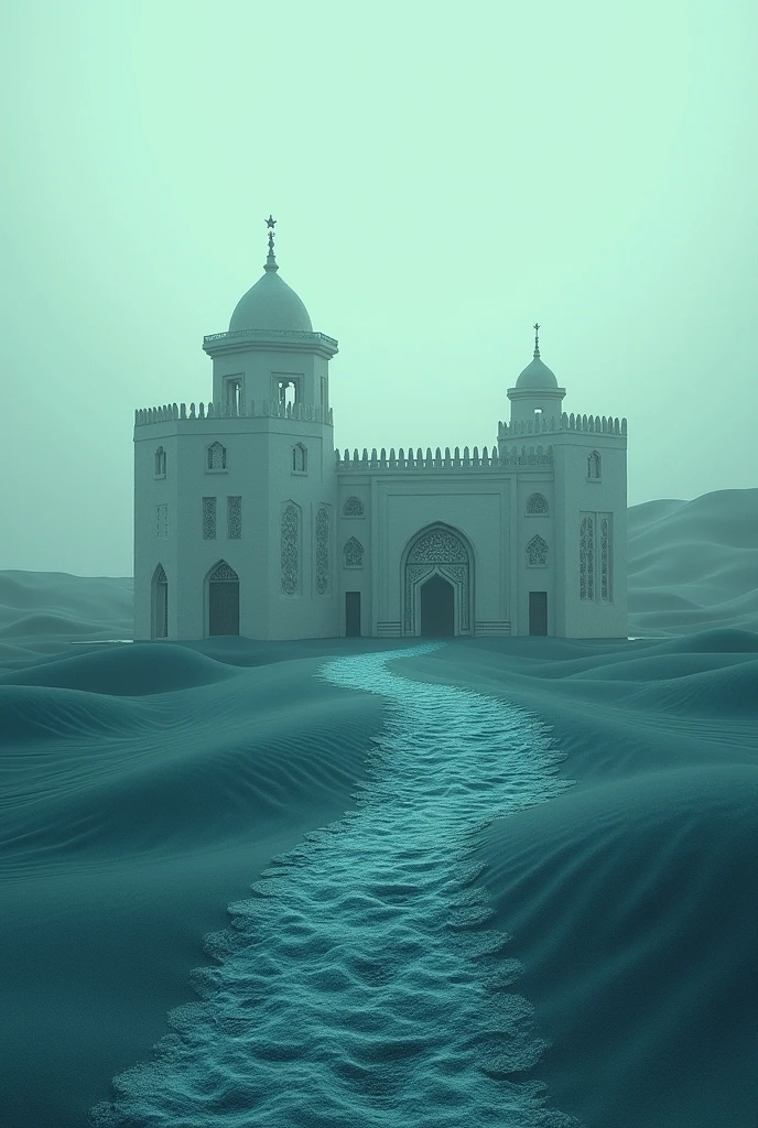 A Moslim mosque and a hindu Temple is sinking in the water