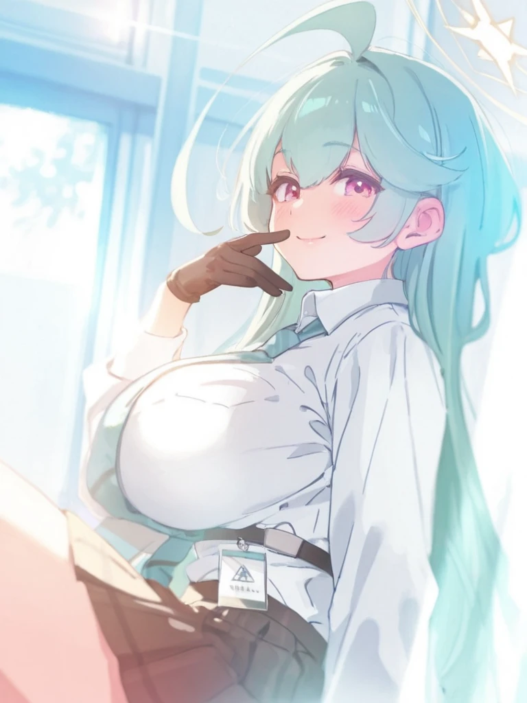 Cute naughty priestess, Pastel colors hair, large breasts, Thighs, (silver hair:1.2, blue hair, long hair), (frown, pouted:1,2, blush:1.2, wavy mouth), half updo, double bun, (naked:1.3), at the adventurer's guild, A bulletin board with posted paper