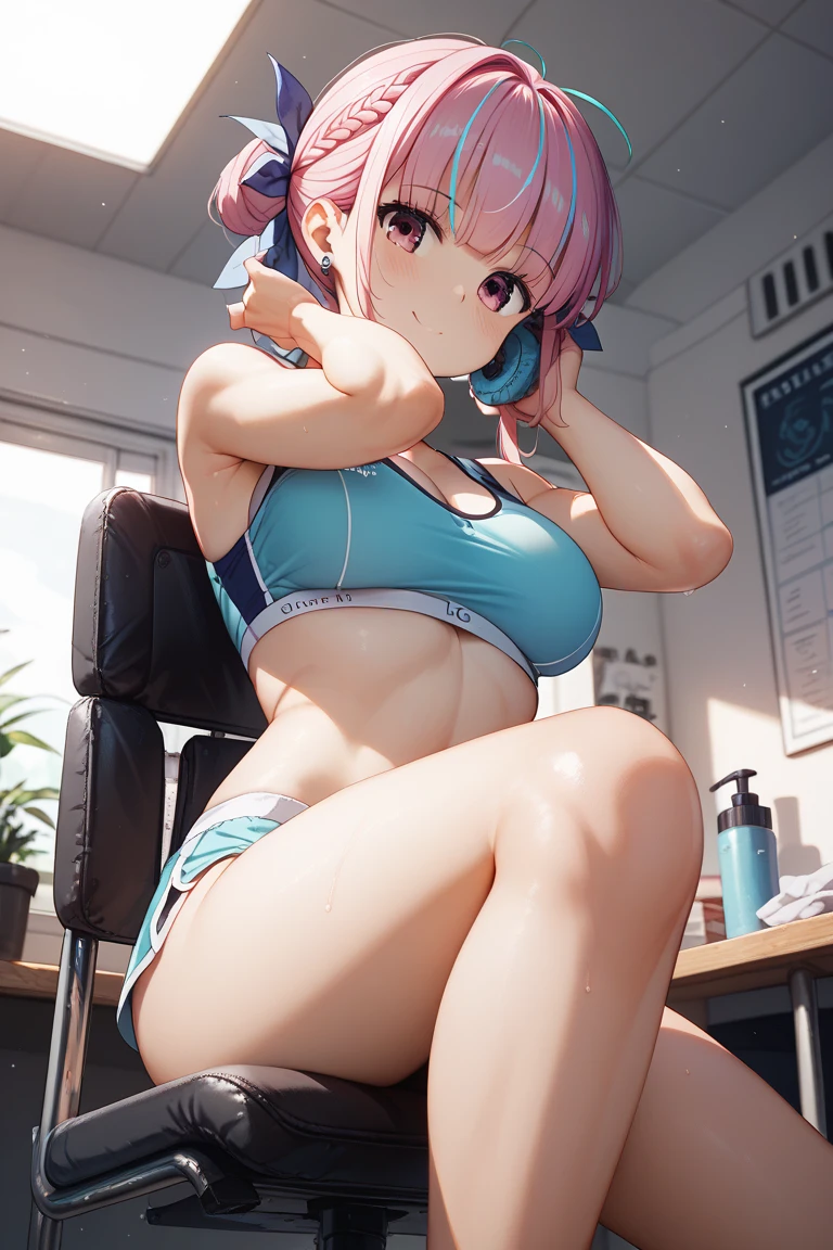 solo,whole body,Standing position right,Light pink hair,Bob Hair,Red Glasses,Bunny girl,casino,smile,Big Breasts,cute,High leg