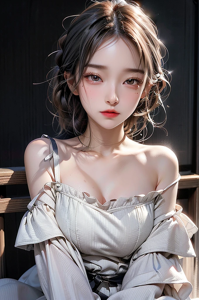 (best quality), (masterpiece), (highres), original, extremely detailed 8K wallpaper, (an extremely delicate), Best quality, masterpiece, (((disgusted and unhappy expression))), (((disgusted face, unhappy face))), angry Frown, ultra high res, (photorealistic:1.4), raw photo, street photography, photo of a Taiwanese young girl, She play with her own breasts, sweat, sweaty body, (sheer fabric:1.35)(loose:1.5)lace strapless dress, (((huge)saggy breasts)), (bare breasts), (((erect nipple))), ((areolas)), (Korean(kpop idol)), ((puffy eyes)), deep shadow, low key, cold light, deep contrast, bokeh, depth of field, below angle, low angle, (looking at viewer, softly smiling), a photo of a inside a subway, neoism, background crowds, people in backgrounds, ((upper body)), ((straight photo)), exposure blend, medium shot, bokeh, (hdr:1.4), high contrast, (cinematic, teal and orange:0.85), (muted colors, soothing tones:1.3), low saturation, (hyperdetailed:1.2), (nsfw:1.1),
