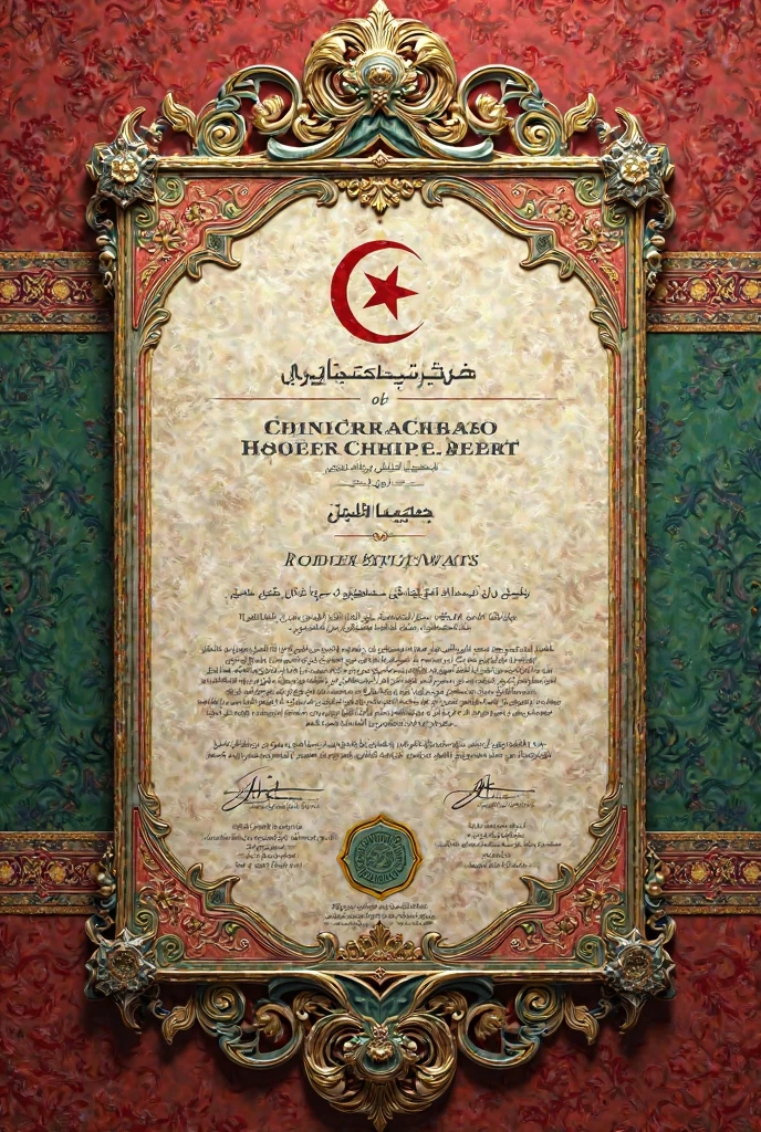 sebuah pigora kayu bergambar wanita hijab putih dengan baju kebaya, background gelap, tiang bendera indonesia, dengan judul "R.A Kartini" tertempel di dindin tembok rumah belanda