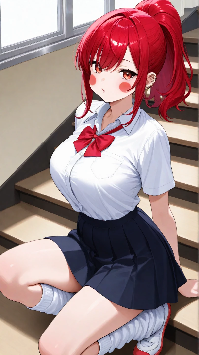 kobayashi_kobayashisanchinomaidragon, glasses, red_hair, blush, ponytail, bangs, closed_mouth, brown_eyes,
(day:1.7), in a room with curtains on the windows,indoors, Standing at attention
1 girl, 20yo,YOUNG female,Beautiful Finger, Beautiful long legs ,Beautiful body ,Beautiful Nose ,Beautiful character design, perfect eyes, perfect face,(Beautiful,Huge_Breasts:1.3)
an anime/cartoon character wearing a girls school uniform walking upright with straight posture and an open mouth, 1girl, solo, thighhighs, jacket, blue eyes, white background, ahoge, long hair, white thighhighackground, hand on hip, full body, bow, school uniform, looking at viewer, bowtie, shoes, loafers, ribbon, (very short skirt:1.4),
looking at viewer, in the center of the image, under butt
official art, extremely detailed CG unity 8k wallpaper, perfect lighting,Colorful, Bright_Front_face_Lightinasterpiece:1.0),(best_quality:1.0), ultra high res,4K,ultra-detailed,
photography, 8K, HDR, highres, absurdres:1.2, Kodak portra 400, film grain, blurry background, bokeh:1.2, lens flare, (vibrant_color:1.2)
, (beautiful_face:1.5),(narrow_waist), (Beautiful,Huge_Breasts:1.3)