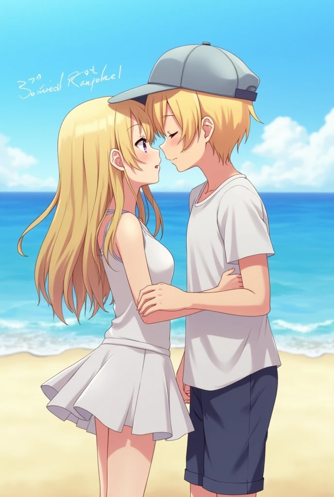 A straight-haired woman with a pink headband in her hair having sex with a guy in a blue cap with a white part and pine tree detail