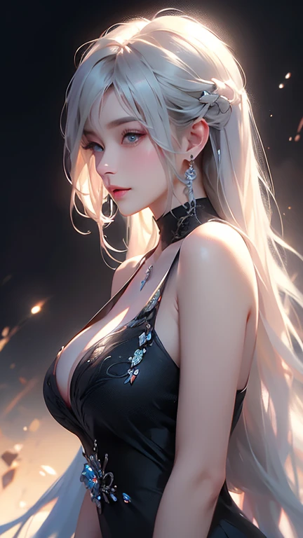 (top-quality、tmasterpiece:1.2),teens girl,Silver hair、Smooth skin、Beautiful mouth、Smooth legs、Busty body,Black and white transparent close-fitting cheongsam,No underwear,Moon,onbed,Riding position,Visible on the back,Butt visible,