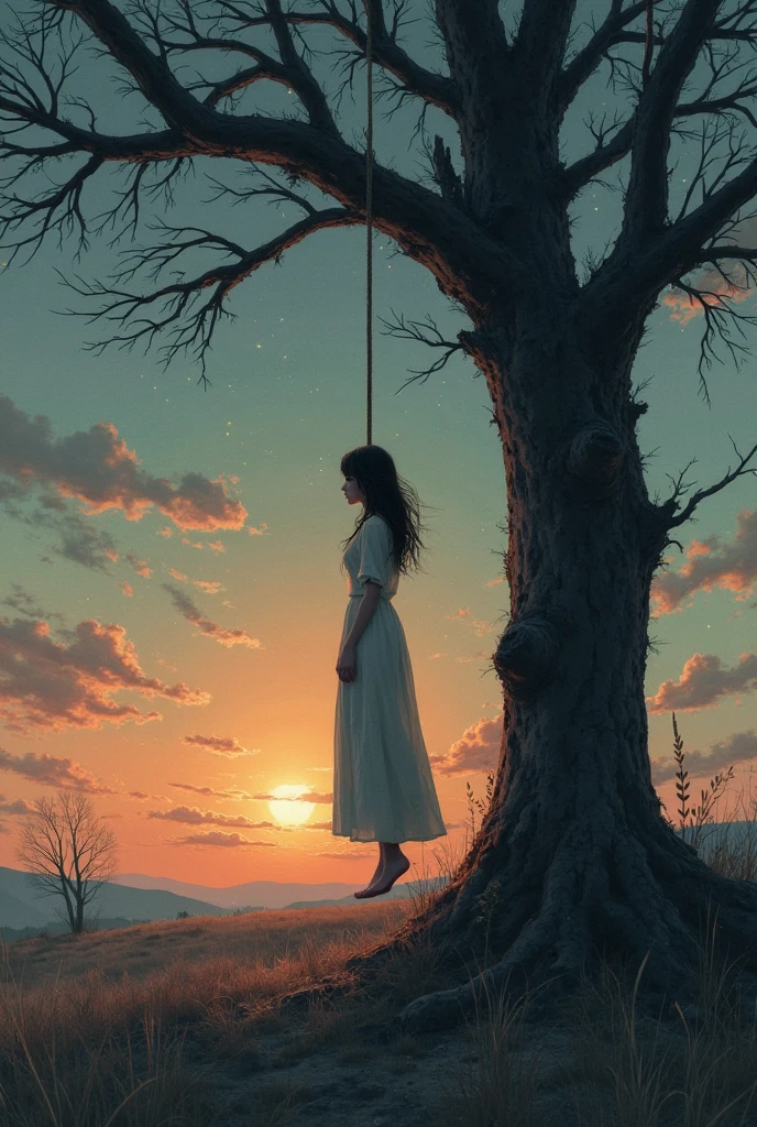 The fate of a girl tied to a tree