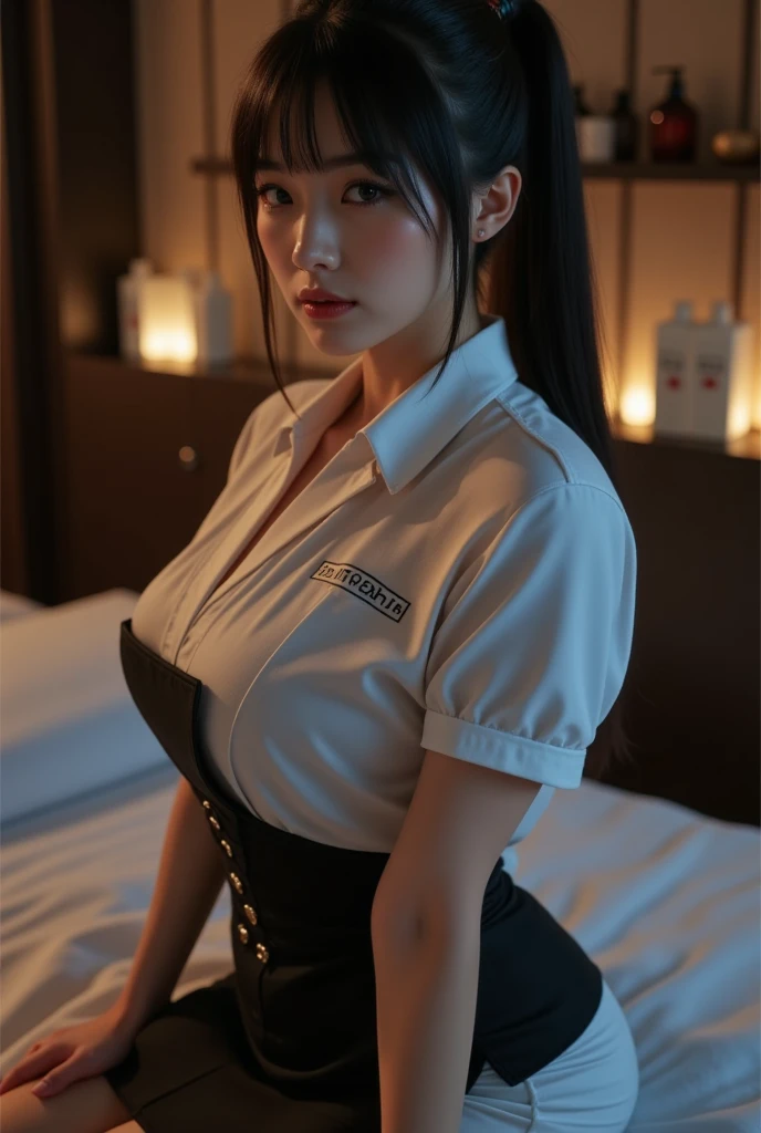 Beautiful girl busty magician doing magic tricks