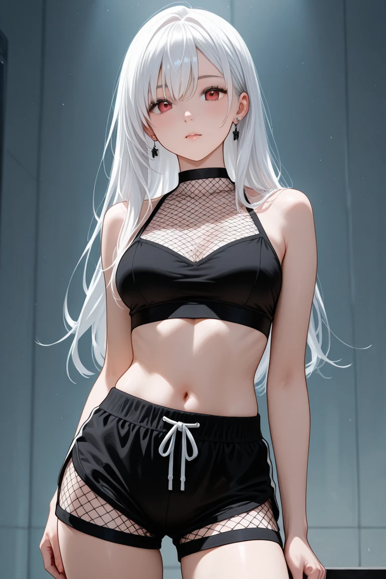 （（（highest quality、first-clasasterpiece、Normal body、8k、Detailed face、Ultra-precision、Normal hand、Normal finger、５Finger、）））Brightly colored hair、Rainbow black silver hair、Small breasts、Flexible body、Racy white sports bra、Sheer sports bra、Racy white hot pants、See-through hot pants、Bite、Sweat flying、Transparent with sweat、shortness of breath、Bondage with chains、Iron Collar、handcuffs、Blindfold、Hands tied behind back、Put your hands behind your back、Open your mouth、Chain、Ganji with chains、Collar and leash、Kneel、Crawl、Get on all fours、You are a slave