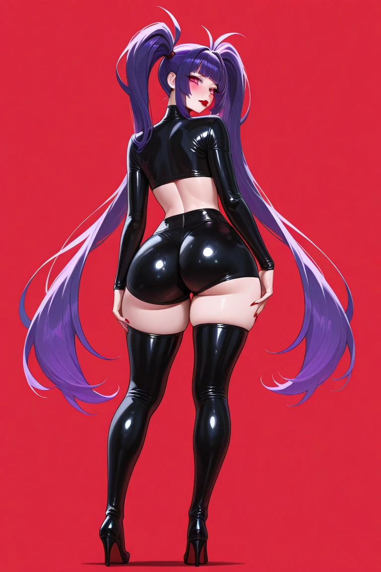 Beautiful woman,1个Giant Breast Girl,pink haired woman,Fighting posture,black pantyhoses,black glove,Sports bra,jewely,shorter pants,J thighs。Pink hair,drill bit,Asymmetrical hair,Wear gold and silver(work of art), (masterpiece), (best quality), a, (blue eyes), wearing nothing, brightly lit night city background, red bow, butterflies in golden circle, flowing hair , butts , full figure head to toes , standing beside poles , beautiful back, beautiful cute smile, wearing black leather shoes, heels shoes pink black color