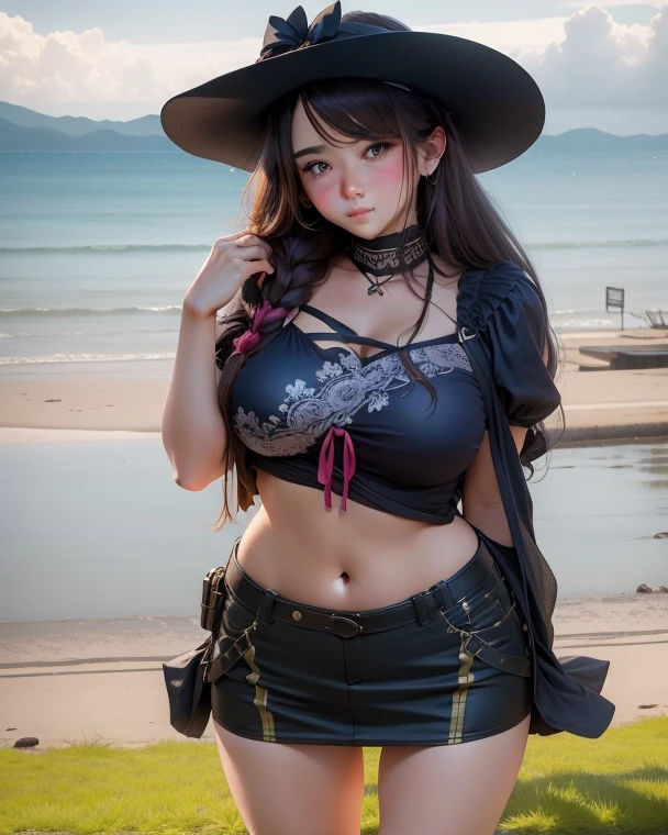 anime girl with red hair and a hat sitting in the woods, forest hunter lady, gorgeous jungle ranger, post - apocalyptic cowgirl, inspired western comic, beautiful cowboy witch, flirty anime witch casting magic, insect trainer girl, coirl, drunk cowboy redhead long hair, western comic style, a sexy maid in a magical forest, mighty princess of the wasteland