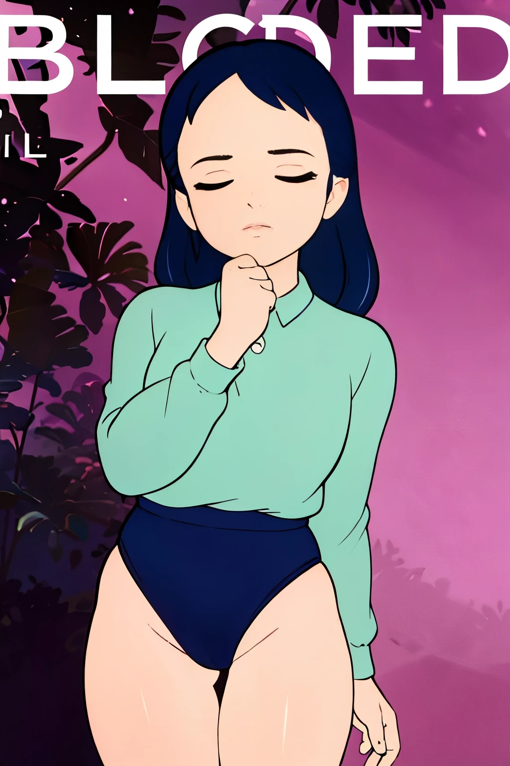 (masterpiece, highest quality), 1 girl, beautiful face, beautiful body, wearing a Black gymnastics bloomers, High leg、white blouse, cowboy shot、Are standing、full body portrait、alone, complex details, enlarged textures, complex details, finely detailed eyes and detailed face, intricate details, (closed mouth), perfect eyes, equal eyes, perfect body, extremely detailed, (), extremely realistic 3d,In a dark forest、